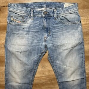 Diesel Jeans Men 31x32 (Fits 33x33) Blue Thavar Slim Skinny Stretch Denim 0R8YY